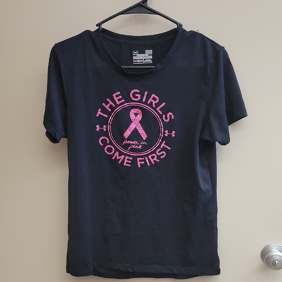 Under Armour Black Tee with Pink Graphic - Picture 1 of 3